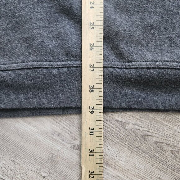 Champion Gray V-Neck Thick Sweatshirt Purple Sleeve Stripes Size XL Vintage 90s - Picture 12 of 14